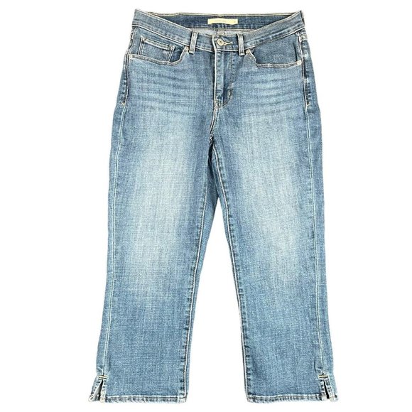 Levi's Jeans Classic Capri Blue High Rise Stretch Denim Pants Women's Size 4 - Picture 1 of 16